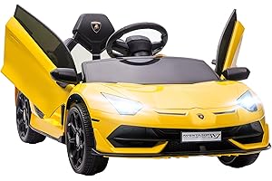 Kidzone Kids Electric Ride On 12V Licensed Lamborghini Aventador with Remote Control and Scissor Doors
