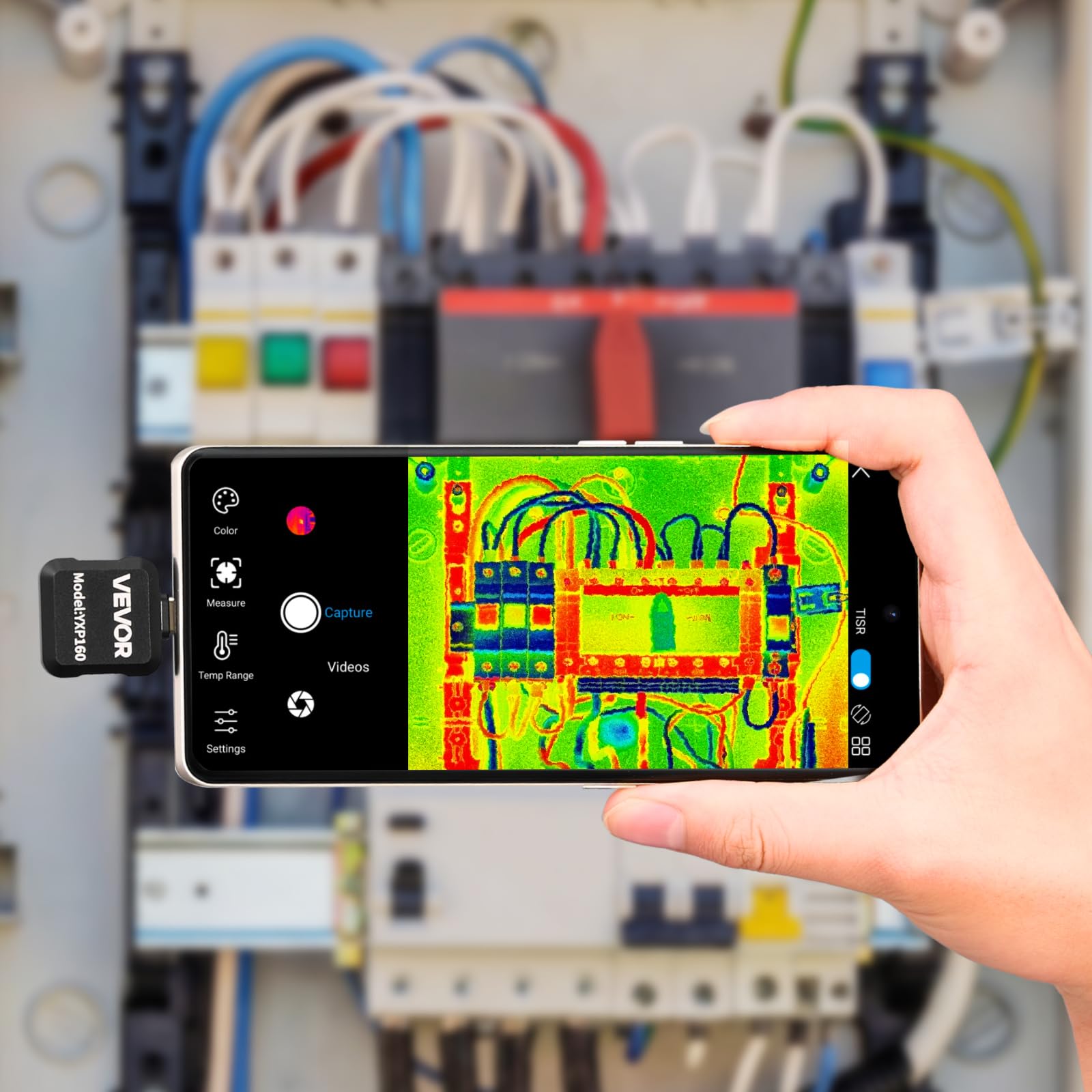 VEVOR Kamera termograficzna dla systemu Android, rozdzielczość IR 160x120, kieszonkowa kamera na podczerwień do smartfonów i tabletów, rozdzielczość TISR 320x240, 25Hz, -20°C do 550°C, 15 palet