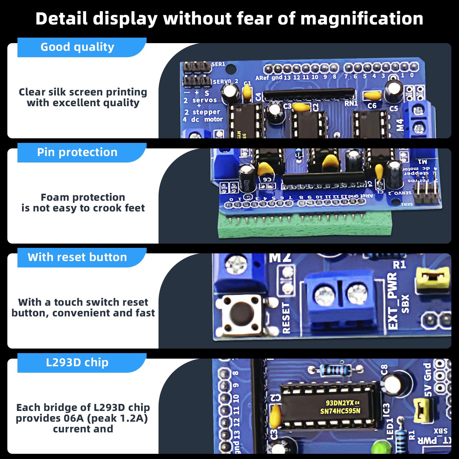 4PCS L293D DC & Stepper Motor Drive Shield Board Compatible