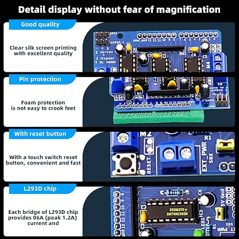 4PCS L293D DC & Stepper Motor Drive Shield Board Compatible