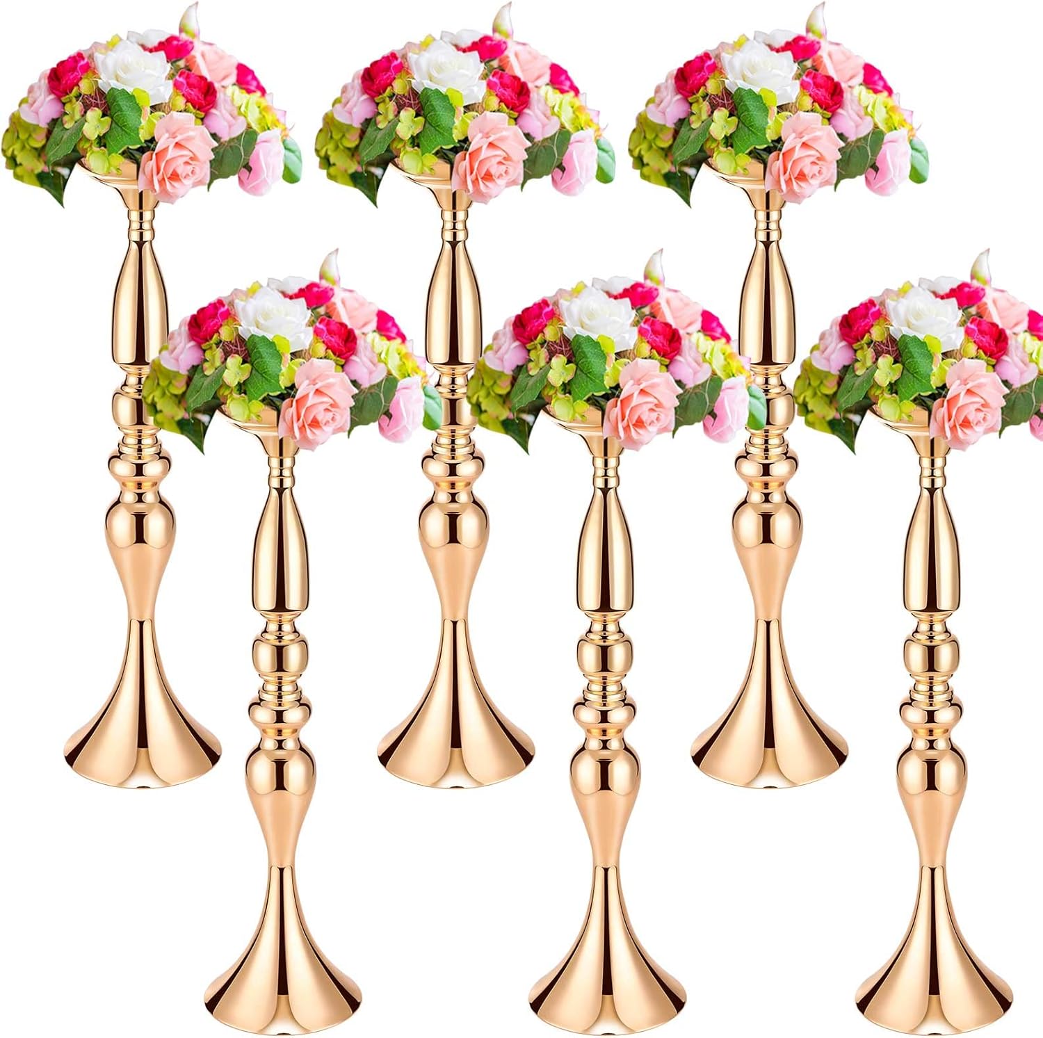 6 Pcs 19.7in Gold Vase Stand Wedding Centerpieces for Table