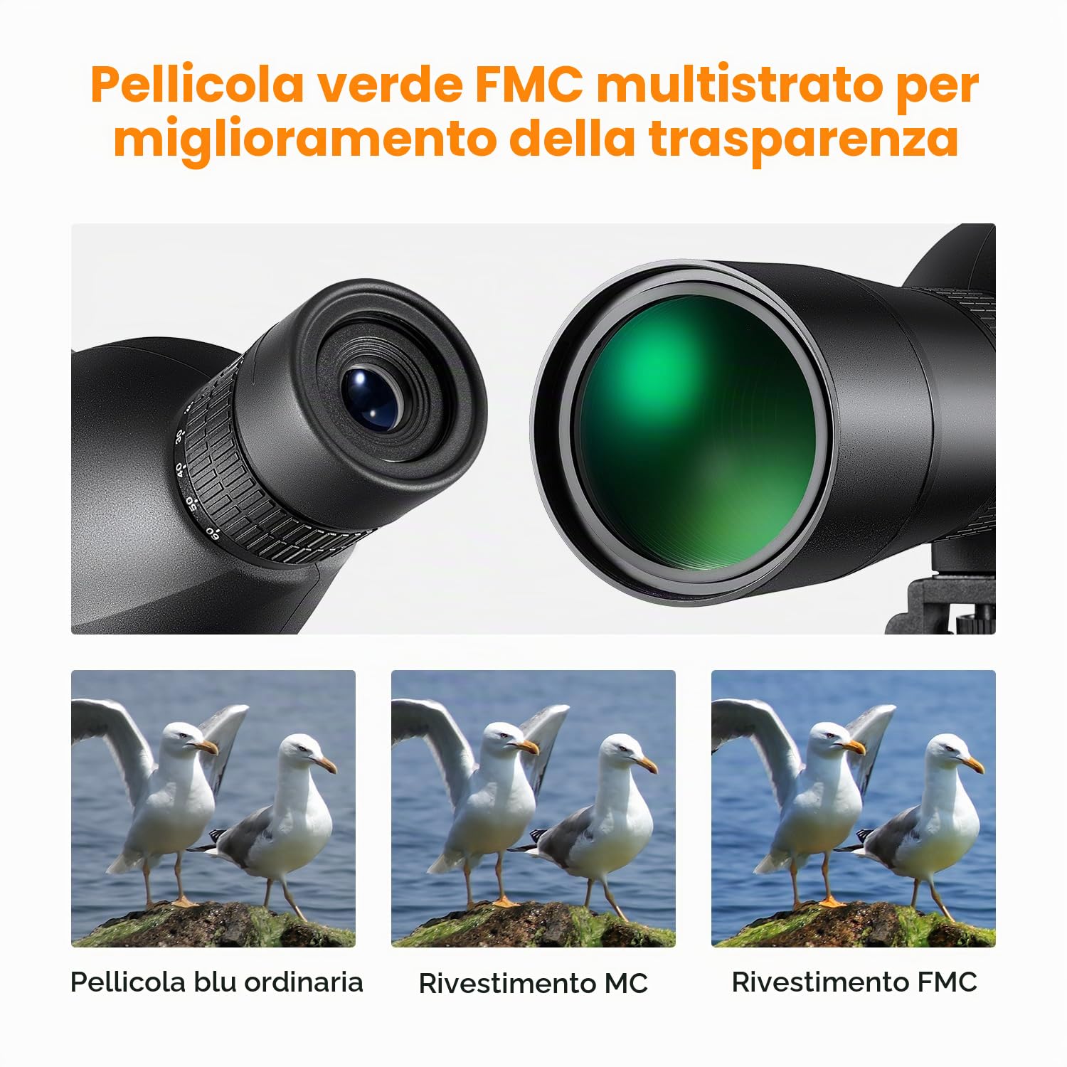 K&F CONCEPT Telescopio Monoculare 20-60x60 Impermeabile, Spotting Scope con Treppiede, Borsa Trasporto e Adattatore Smartphone, HD BAK4, Prisma FMC Cannocchiale per Osservazione Animali Selvaggi
