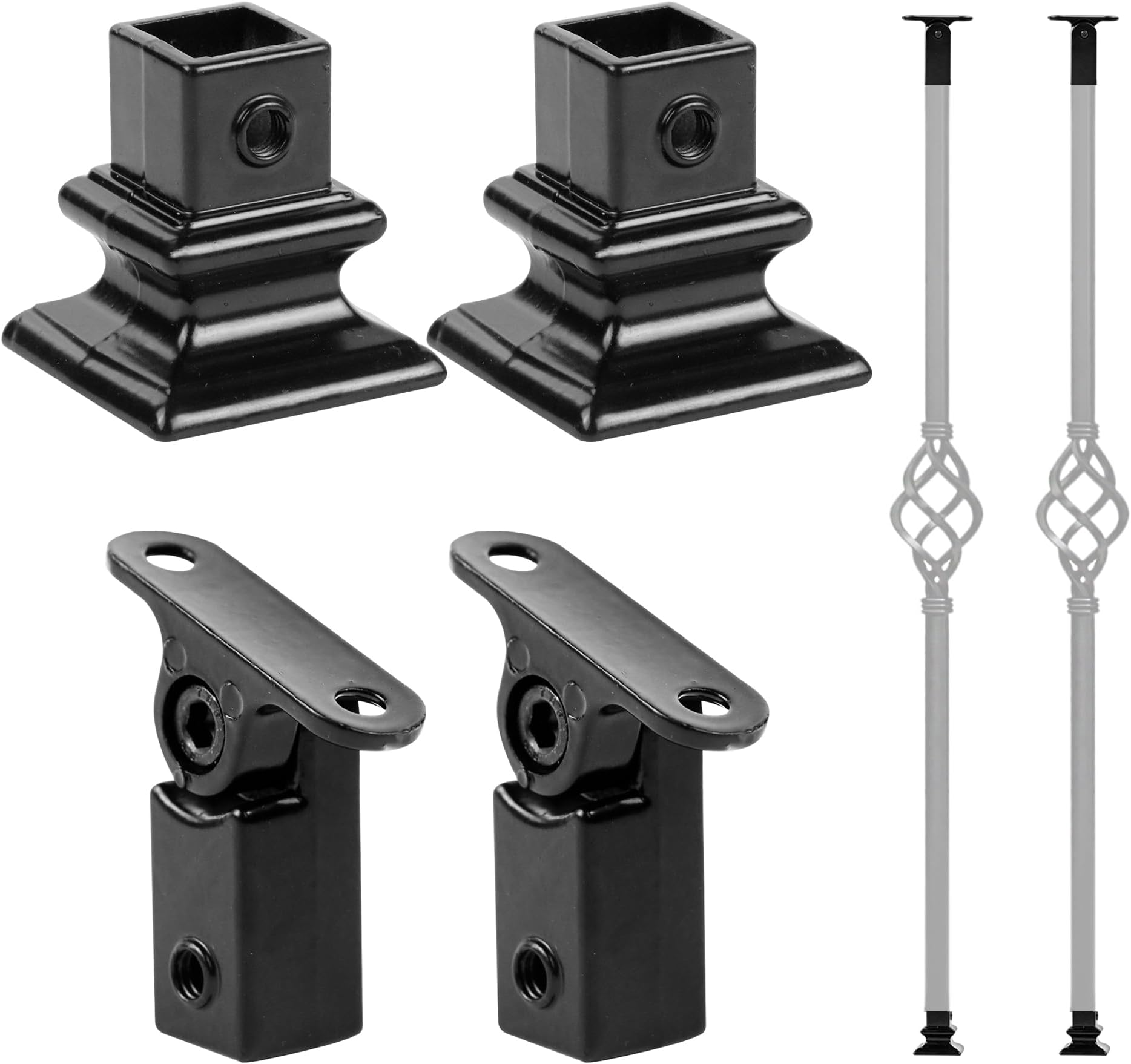 letuxaamz Railing Posts with Floor Flange, Handrail, Stair Railing, Balcony, Handrail Brackets, Bracket for Stair Railing, Fence Post Base, Legs, Complete