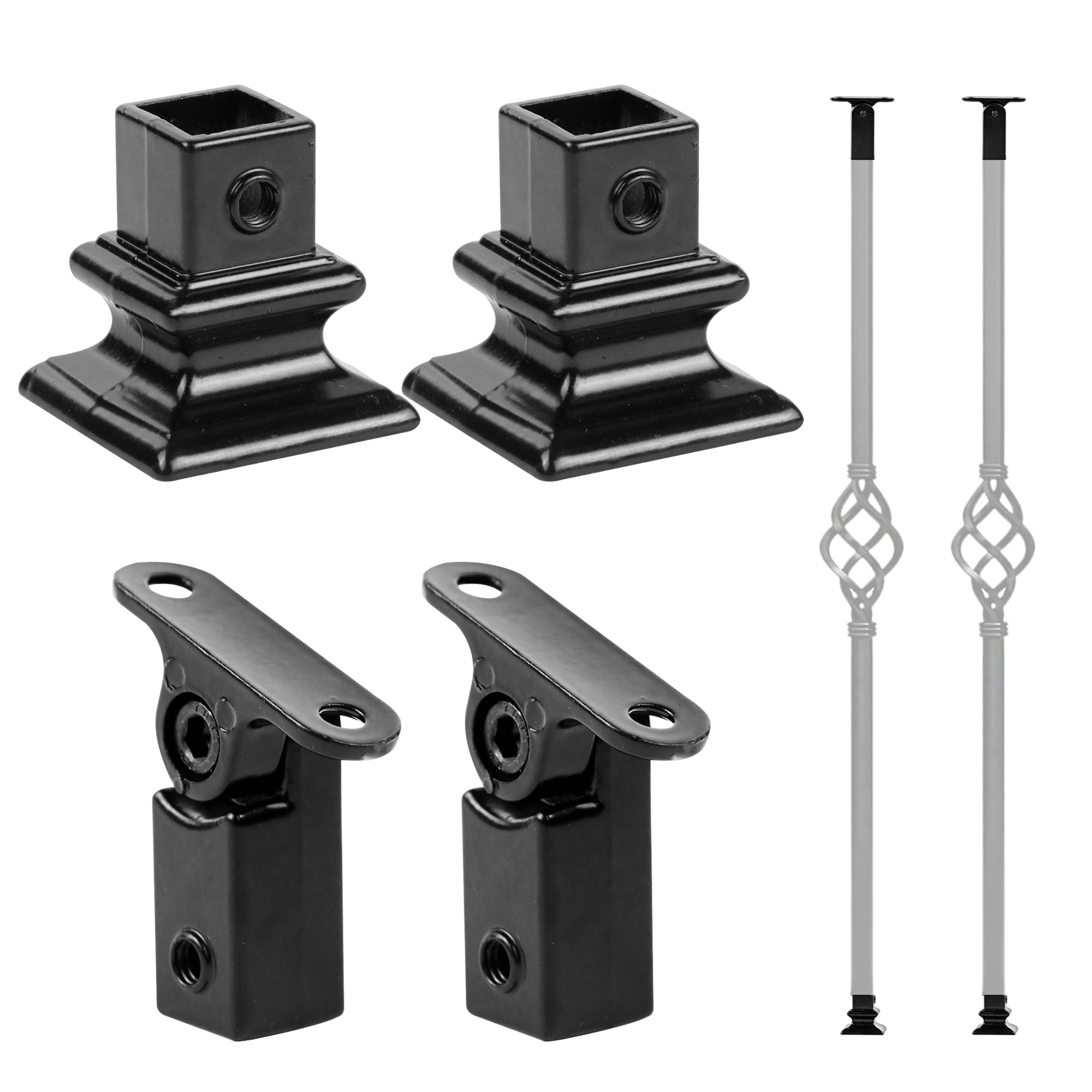 letuxaamz Railing Posts with Floor Flange, Handrail, Stair Railing, Balcony, Handrail Brackets, Bracket for Stair Railing, Fence Post Base, Legs, Complete