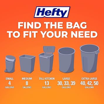 Hefty Medium Trash Bags, 8 Gallon, Ocean Water Scented Garbage Bags with Drawstring Closure, White, 26 Count