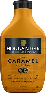 Hollander Caramel Café Sauce - GMO Free, No Corn Syrup, Soy/Gluten Free - 15oz Squeeze Bottle Flip Cap