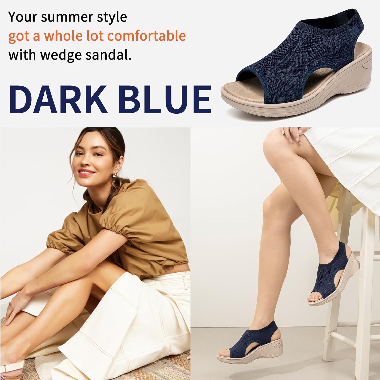 KOIMED Women's Comfortable Platform Walking Sandals With Memory Foam Open Toe Lightweight Breathable Soft Mesh Washable For Summer Travel Casual Beach Outdoor Sport - Image 8