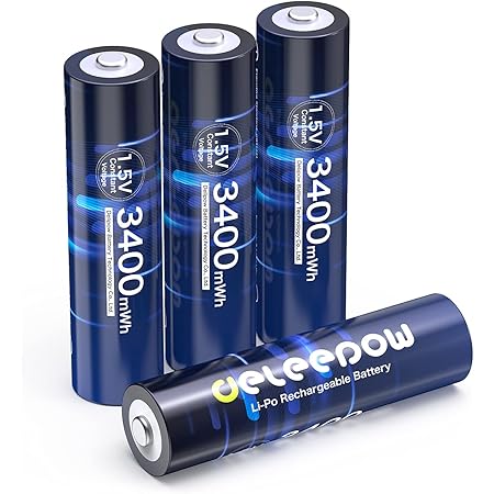 Amazon Com Deleepow Rechargeable Lithium Aa Batteries 4 Pack 1 5v 3400mwh High Capacity Lithium Double A Batteries 2 Hours Quick Charge 1500 Cycles For Household Electronic Device Health Household