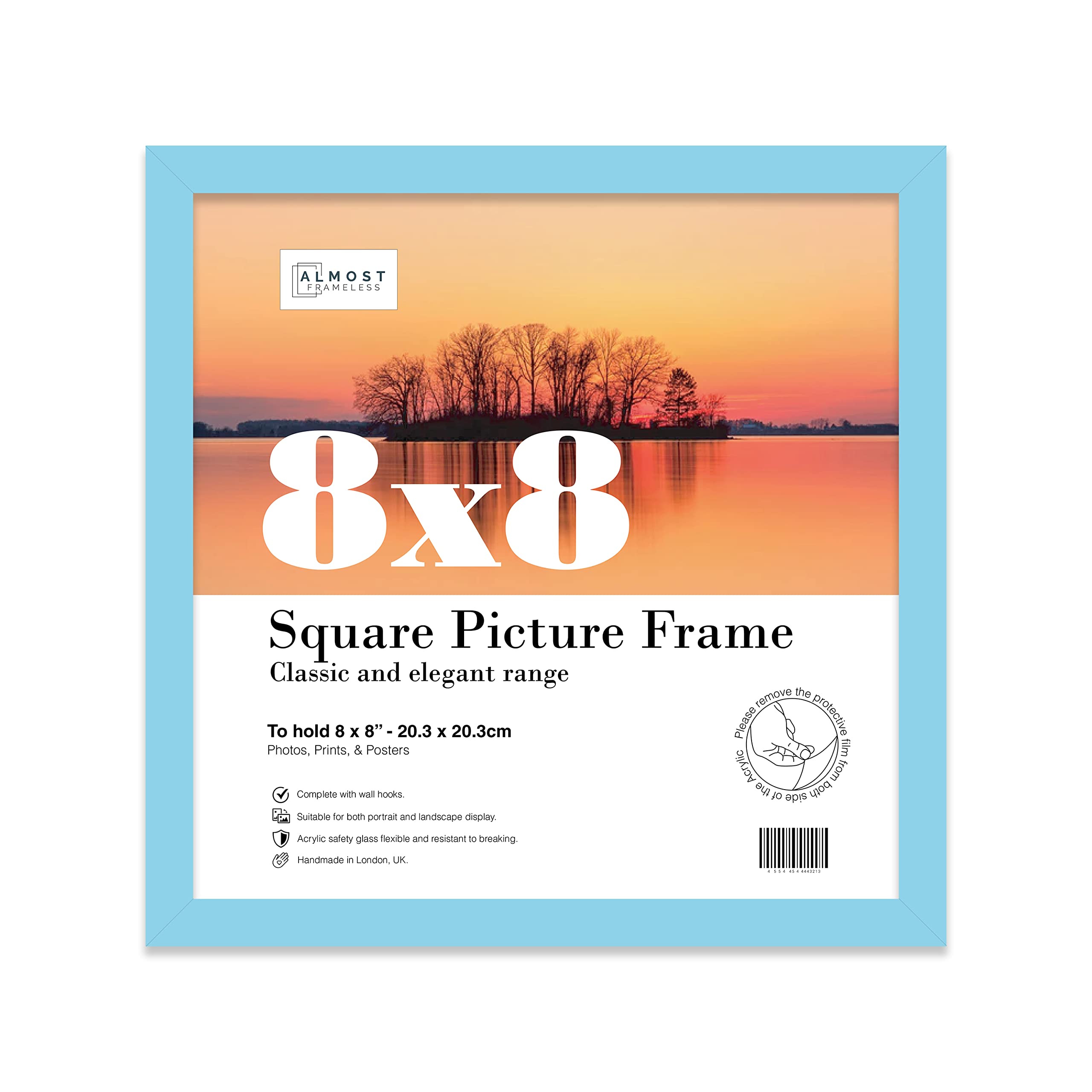 8x8 Inch Light Blue Square Thin Photo Frame Wall Mountable and Freestanding Thin Picture Frame Standard Square Photograph Size, 8" X 8"(20.3 X 20.3cm) โ image 1