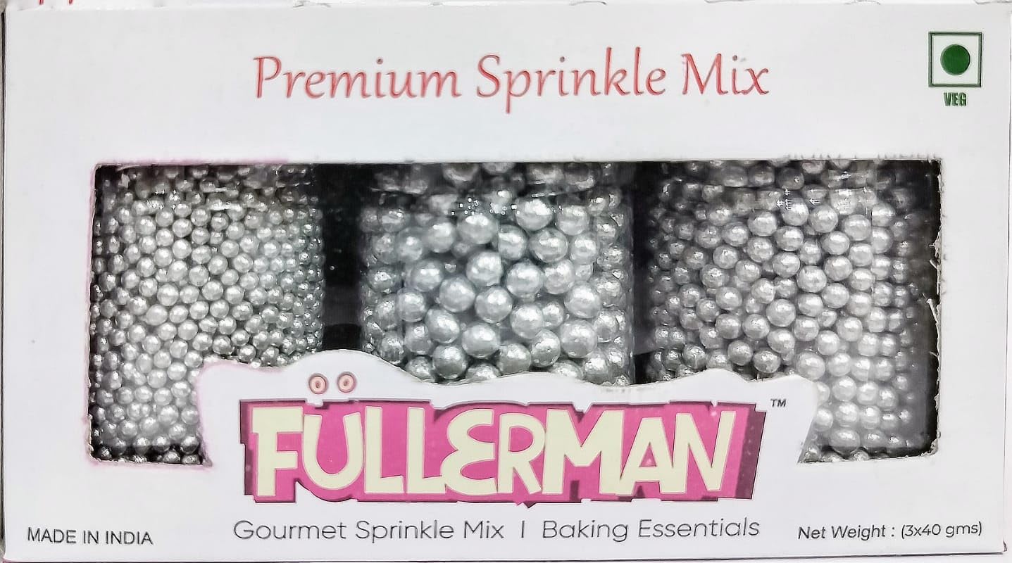 FULLERMAN Silver Pearl Sprinkles | Sprinkles for Cakes & Cupcakes Decoration | Pack of 3 Edible Sprinkles - 120 Gms (B0D9S5SLR3) Amazon Price History, Amazon Price Tracker