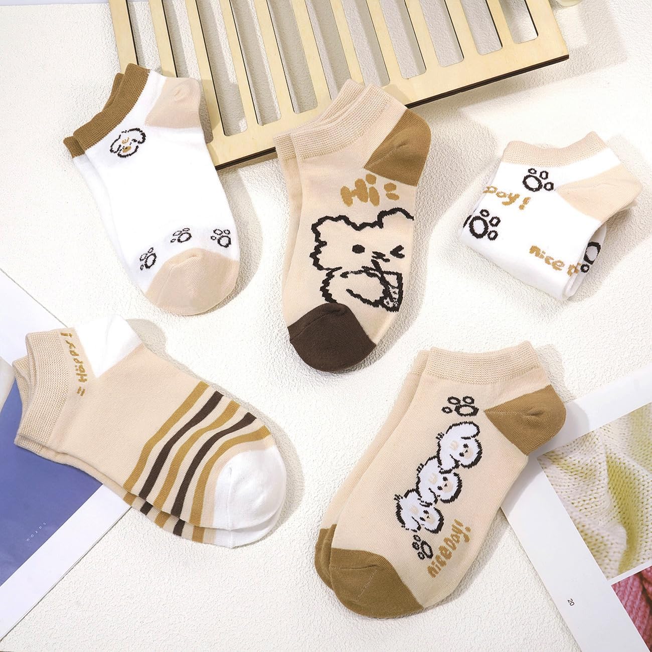 MESU Ankle Socks for Womens 5 Pairs Cute No Show Low Cut Socks - Image 3