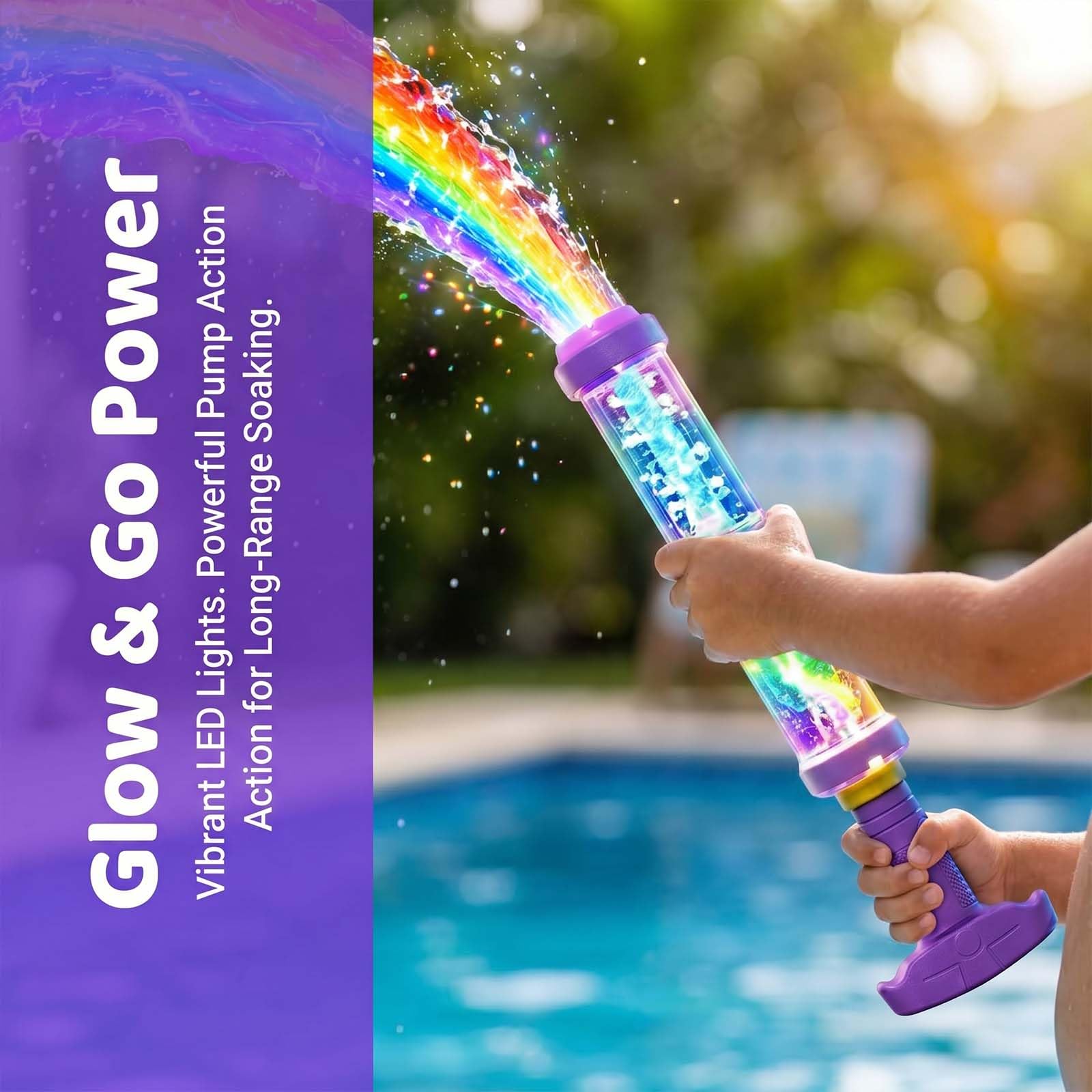 Feuerwerk Wasserpistole, Leuchtende Regenbogen-Led-Wasserpistoles, Hochdruck-Wasserpistoles Für Kinder Und Erwachsene, Ideal Für Sommerpartys Am Pool, Strand Und Für Spiele Im Freien (4PCS,A)