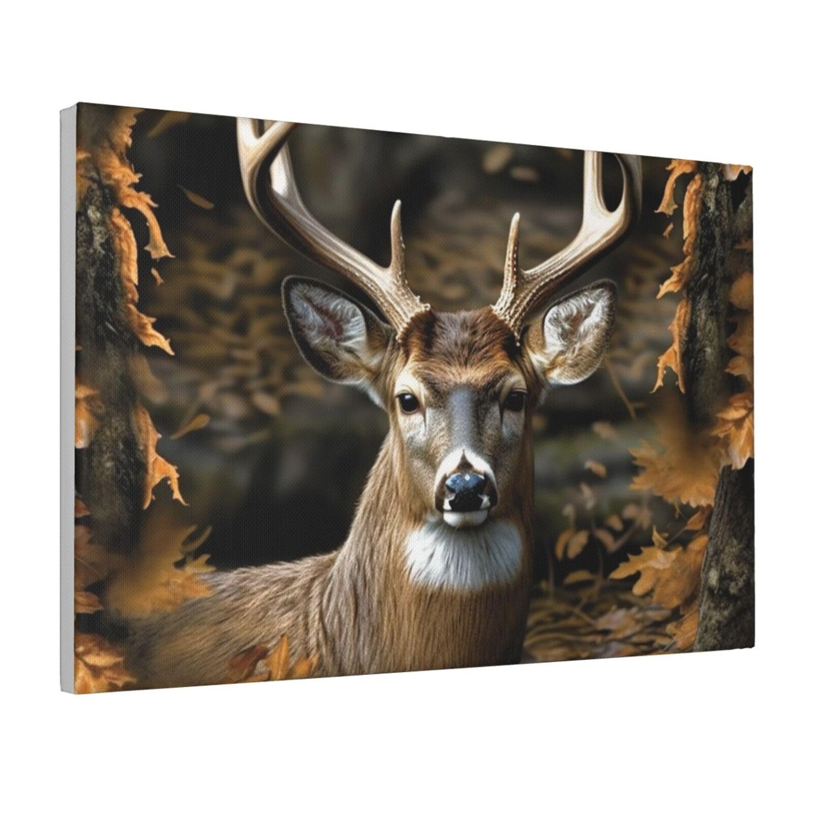 Framed Wall Art for Living Room Art Work, Camouflage Deer Picture Prints Modern Office Wall Paintings Poster Aesthetic Wall Decorations for Home Decor Ready To Hang 8"x12"