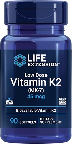 Life Extension Vitamina K2 en dosis bajas, apoya la salud arterial, sin OMG, sin gluten, 90 cápsulas blandas