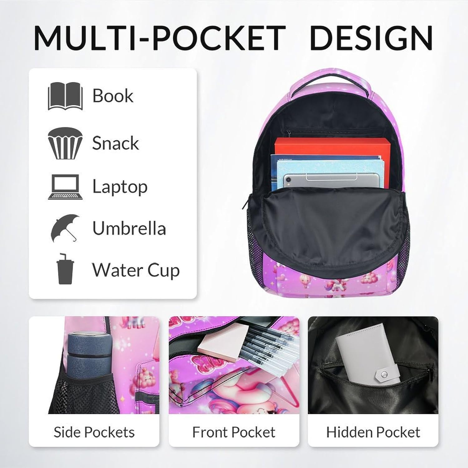 Unicorn Personalized Backpacks for Kids - Girls Backpack for School - Large Capacity Primary Book Bag with Name