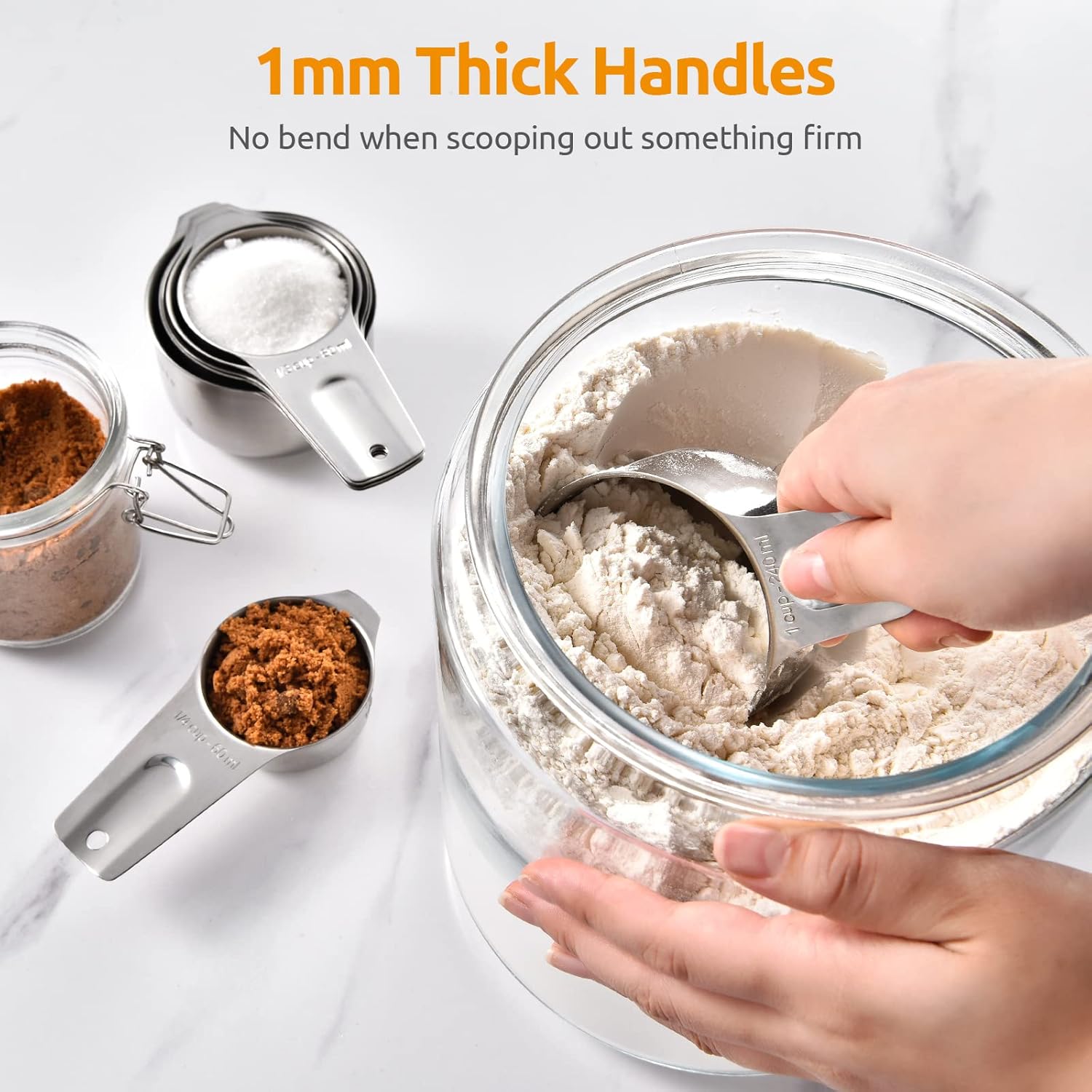 Measuring Cups: U-Taste 18/8 Stainless Steel Measuring Cups Set of 7-Piece: 1/8 Cup, 1/4 Cup, 1/3 Cup, 1/2 Cup, 2/3 Cup, 3/4 Cup, 1 Cup Dry and Liquid Ingredients