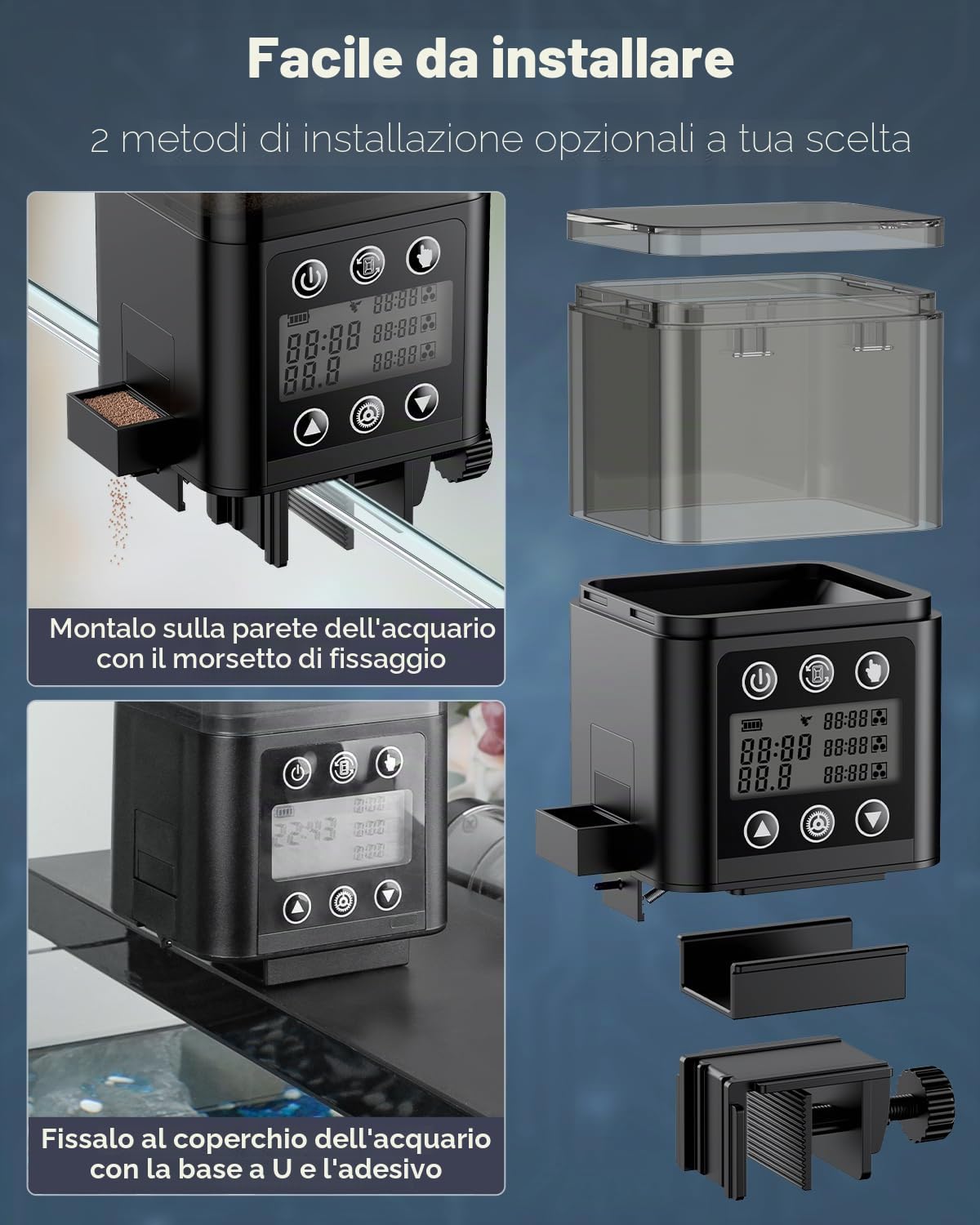 Pawfly Alimentatore automatico di pesci per acquario 320 ml con timer