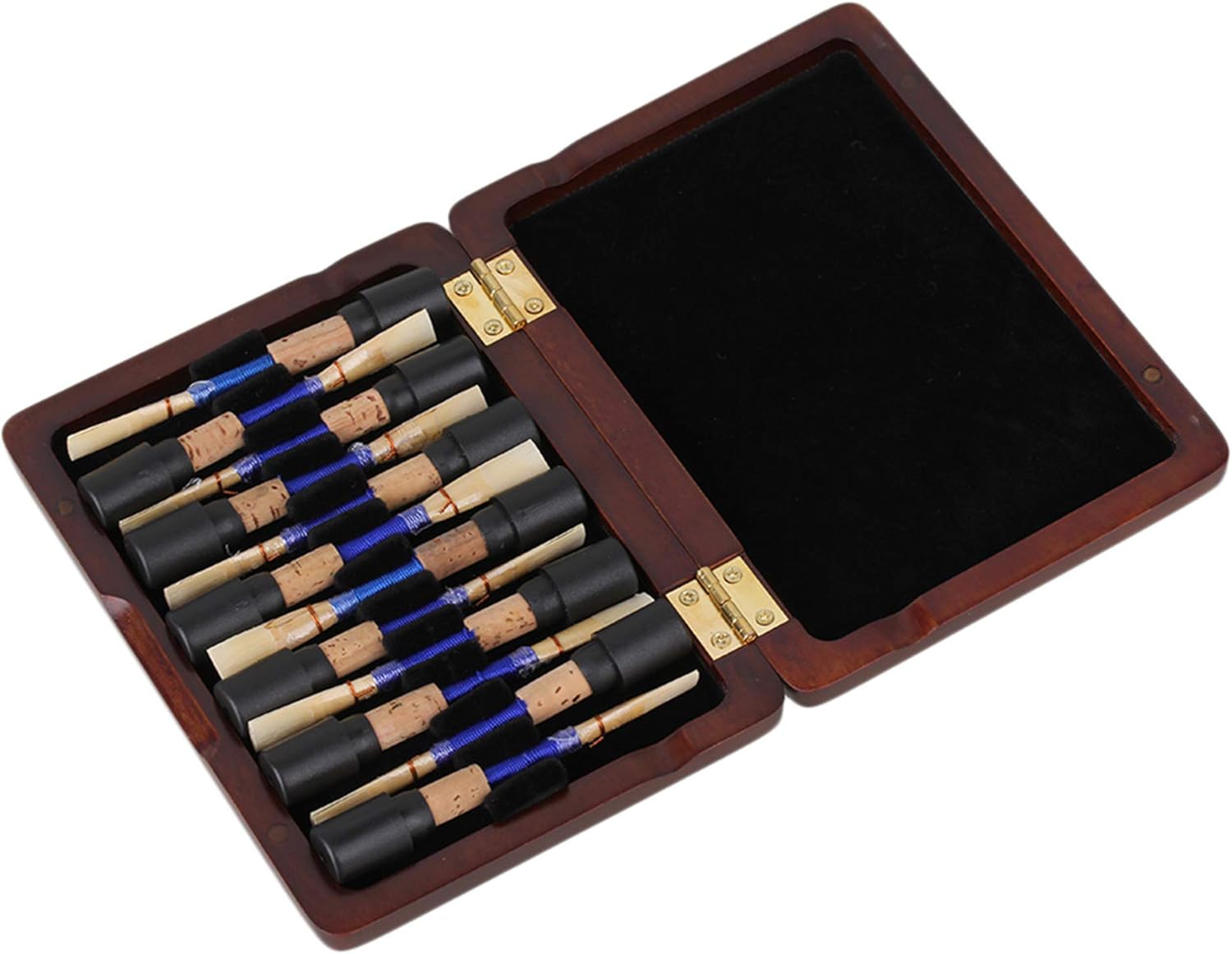 Yibuy Maroon Wooden Oboe Reed Case Storage Holder for 12pcs Reeds Guard Case with Magnetic Closure