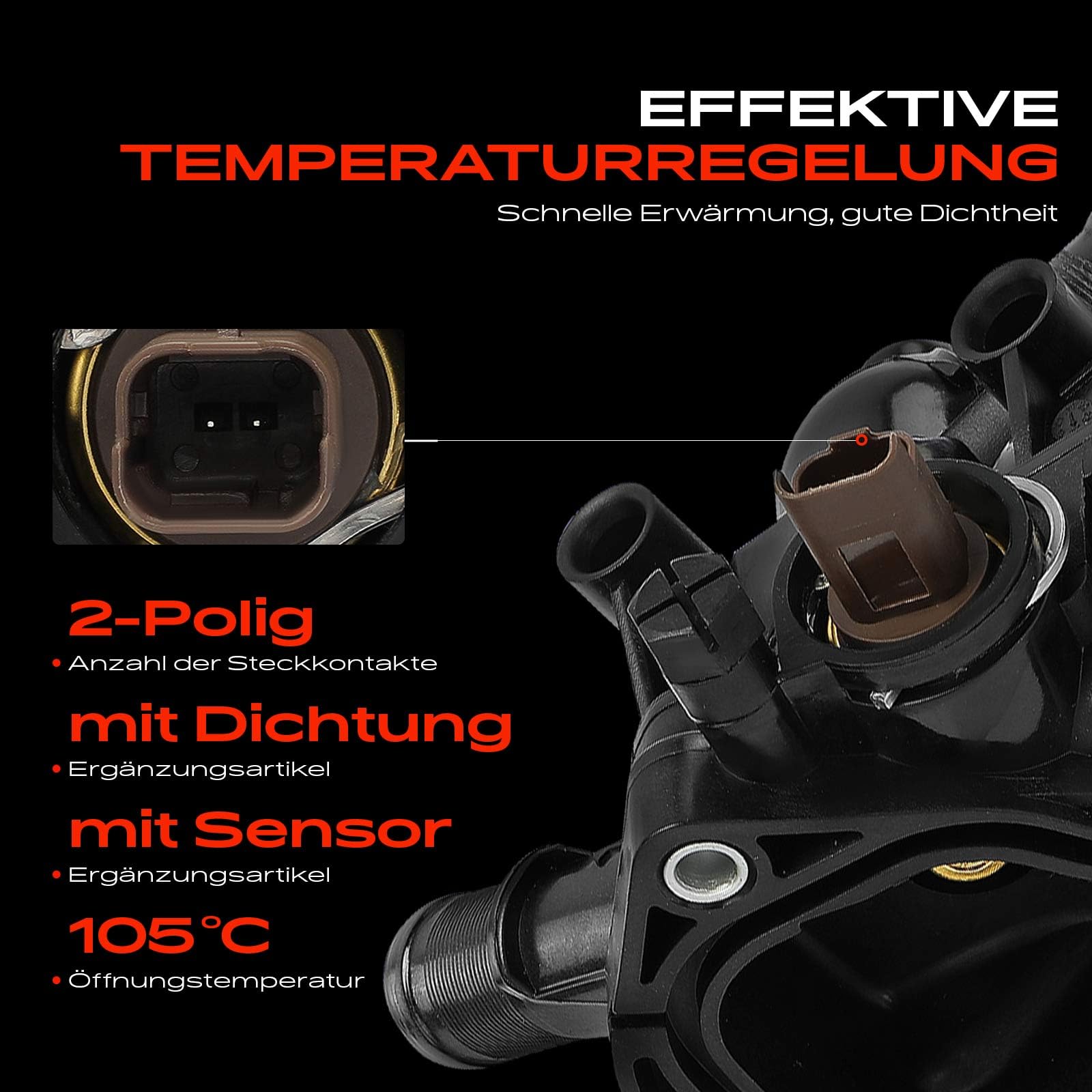 Frankberg Thermostat Kompatibel mit Berlingo Multispace B9 1.6L 2009-2024 C3 II SC 1.4L 1.6L 2009-2010 C3 Picasso SH 1.4L 1.6L 2009-2015 Replace# 9810916880
