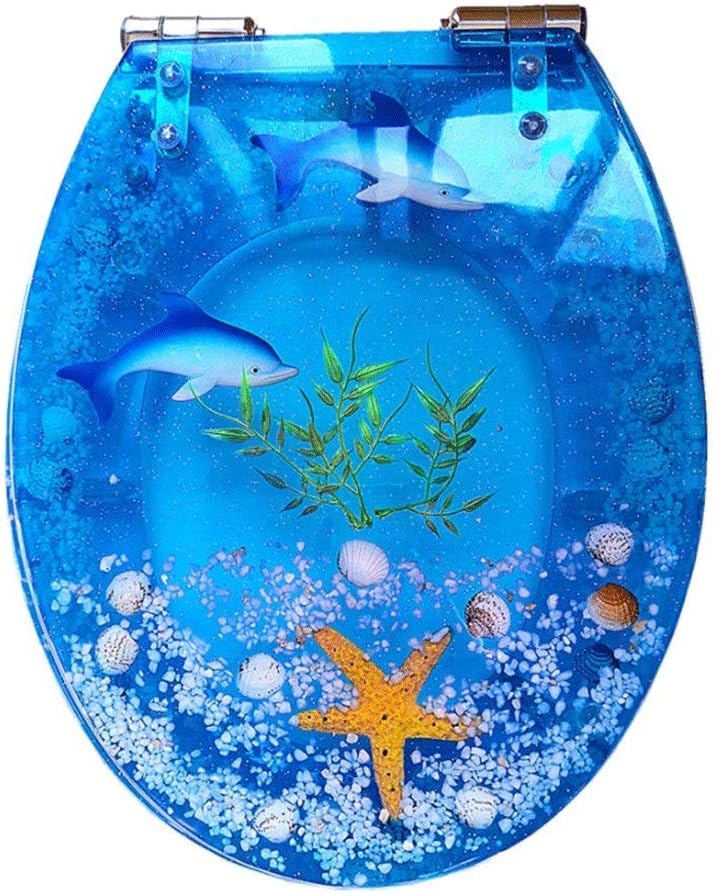 HBJWOV Tropical Fish Undersea Ocean Under Water Bathroom Toilet Seat Lid Cover Resin Toilet Lid Ocean Sea Fish