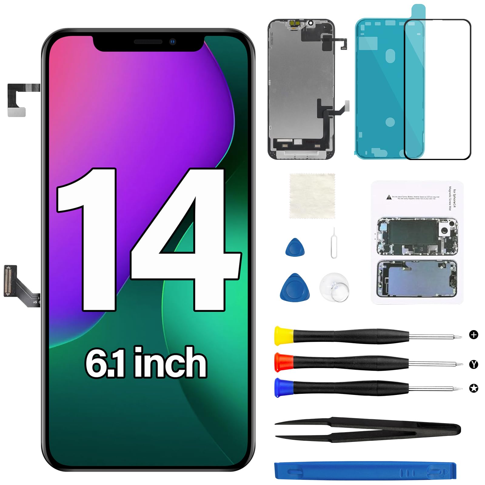 for iPhone 14 Screen Replacement with Earpiece Flex Cable Proximity Sensor