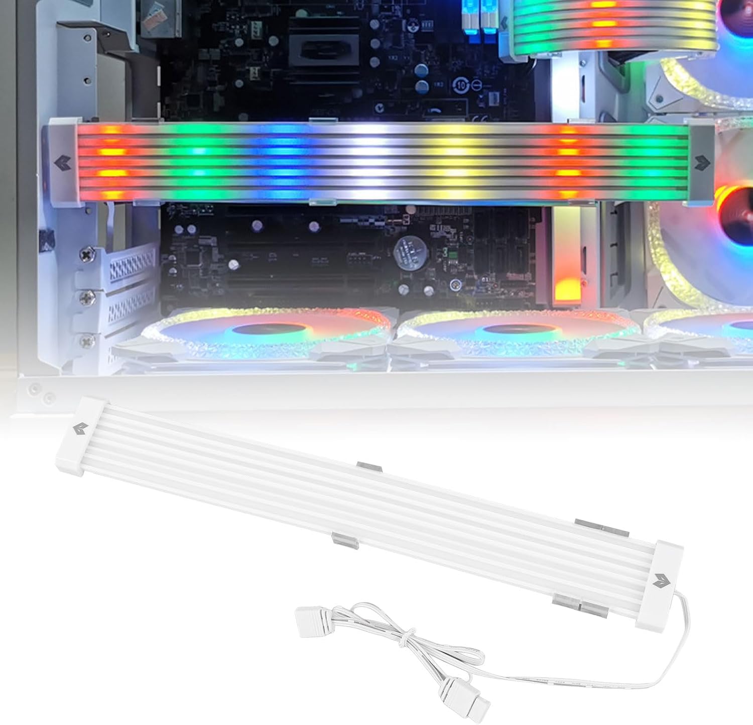 CCYLEZ ARGB RGB Power Cable, Flexible Silicone 44 LED Beads, 5V 3Pin Connector for PC GPU Motherboard Lighting