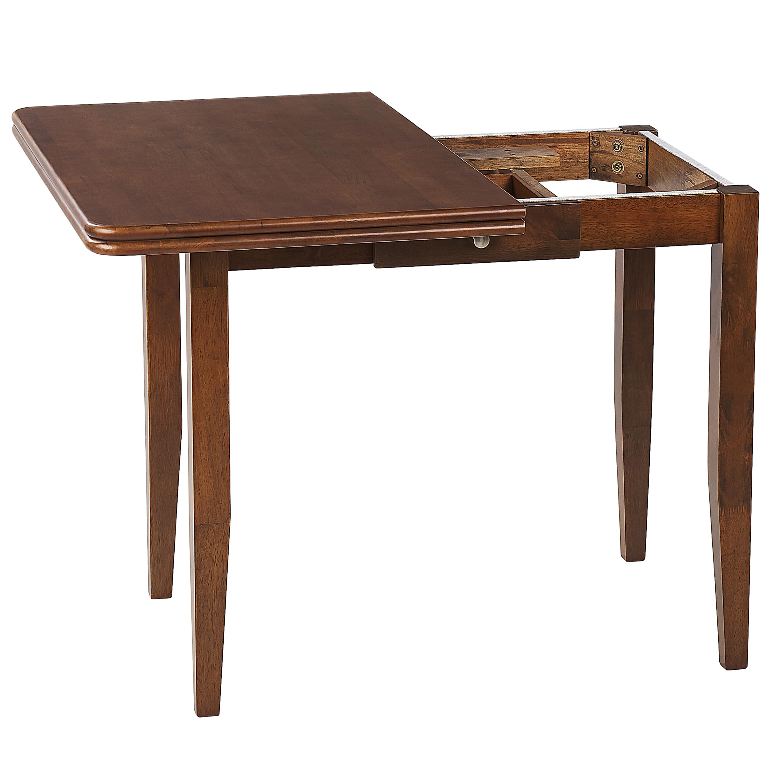 Beliani Esstisch 90/120x60cm Gummibaumholz Dunkelbraun ausziehbar mit Schublade Masela