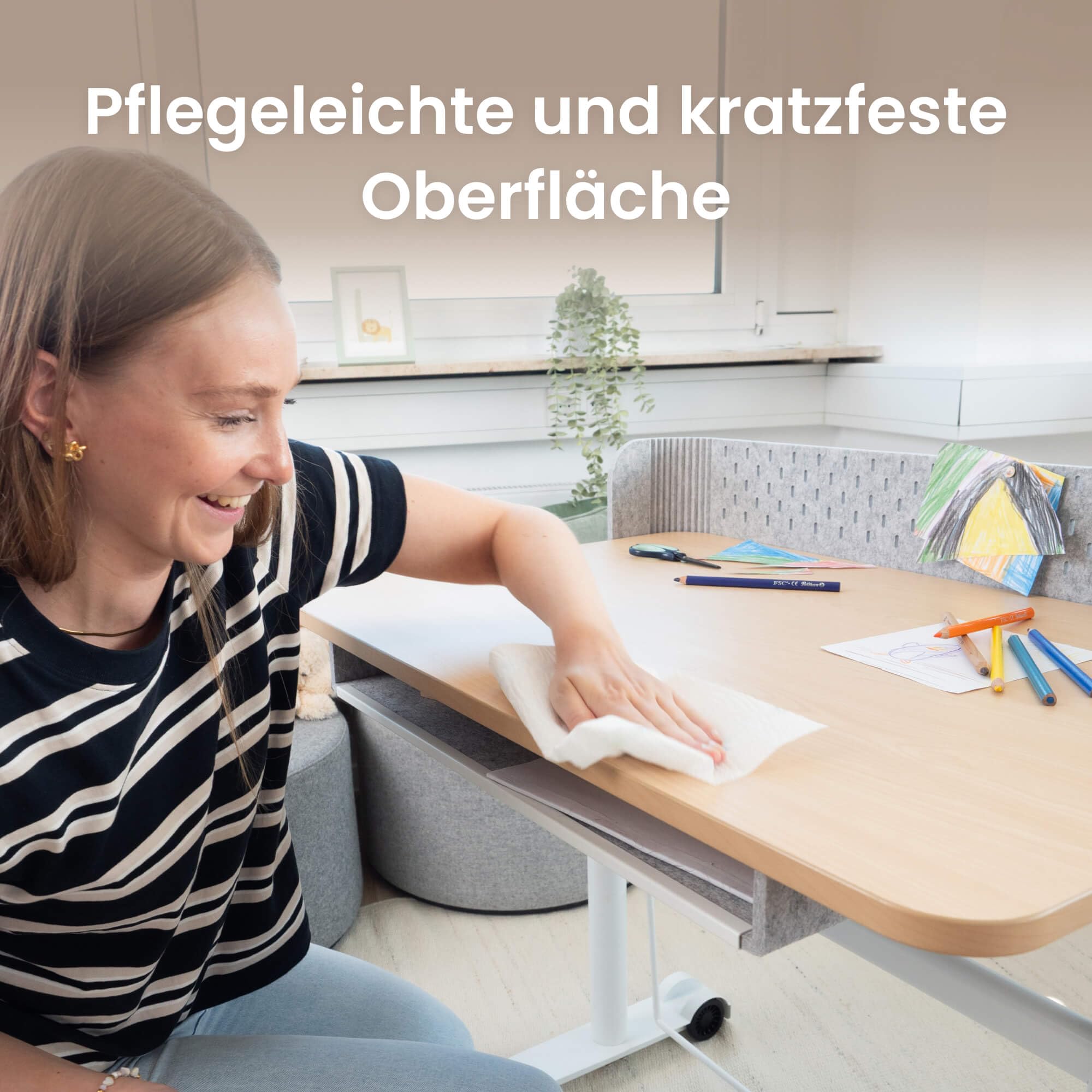 Ergotopia Kinderschreibtisch höhenverstellbar – ergonomischer Schülerschreibtisch für Kinder ab 6 Jahre, mitwachsender Schreibtisch für Grundschule & Hausaufgaben