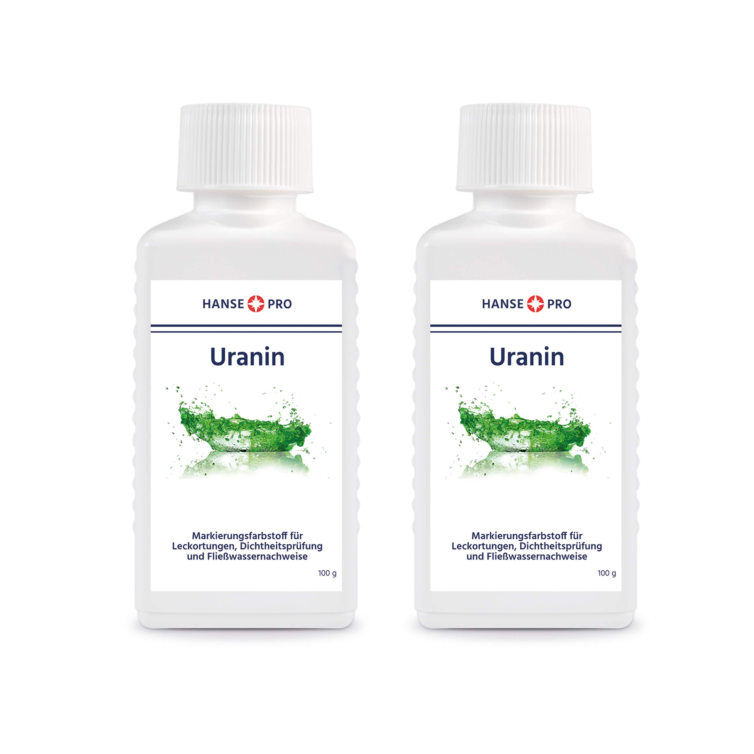 Hanse Pro Uranin, 2 x 100 g I Markierungsfarbstoff I Leckortung I Leckageortung I Dichtheitsprüfung I Wasserfärbemittel I Färbemittel I Pulver I Fluorescein