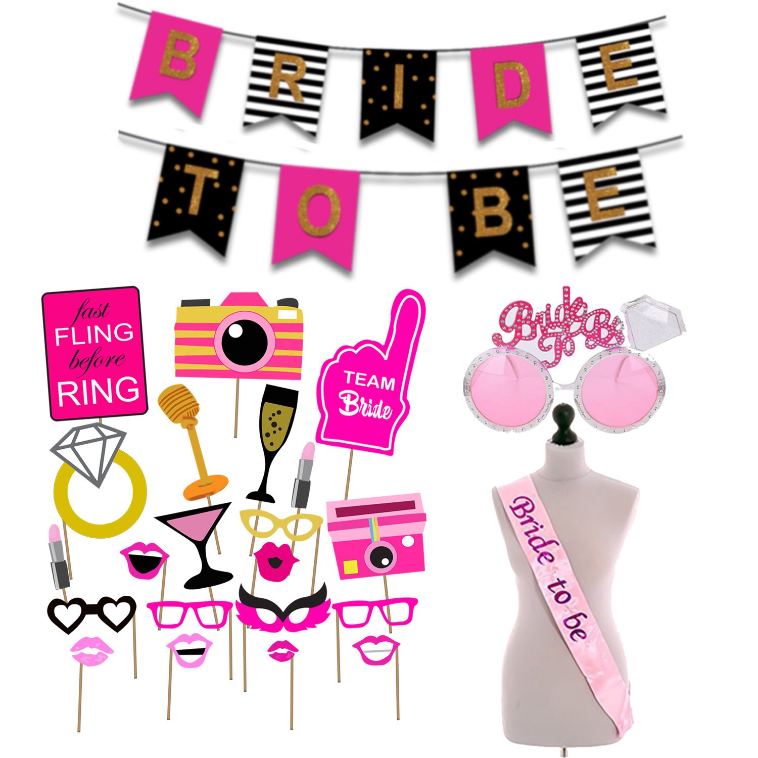 Party Propz Bride To Be Decoration Set 24Pcs Combo Kit Bridal