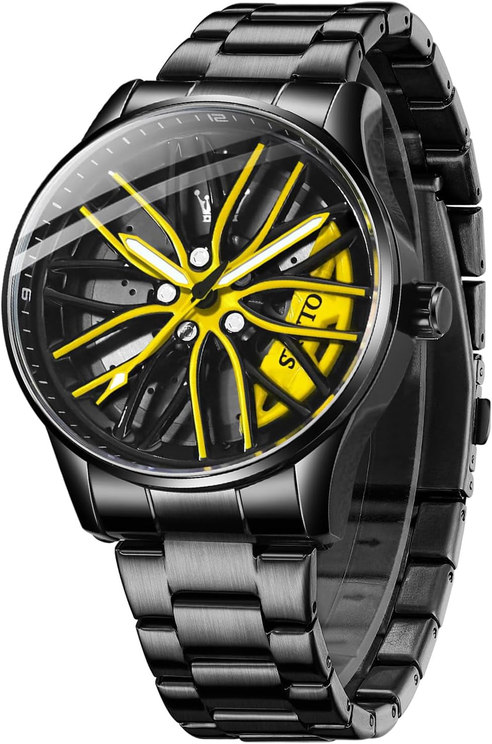 OLEVSMen Watch Blue Gold Analog Quartz Stainless Steel Waterproof Luminous Date Luxury Casual Watch