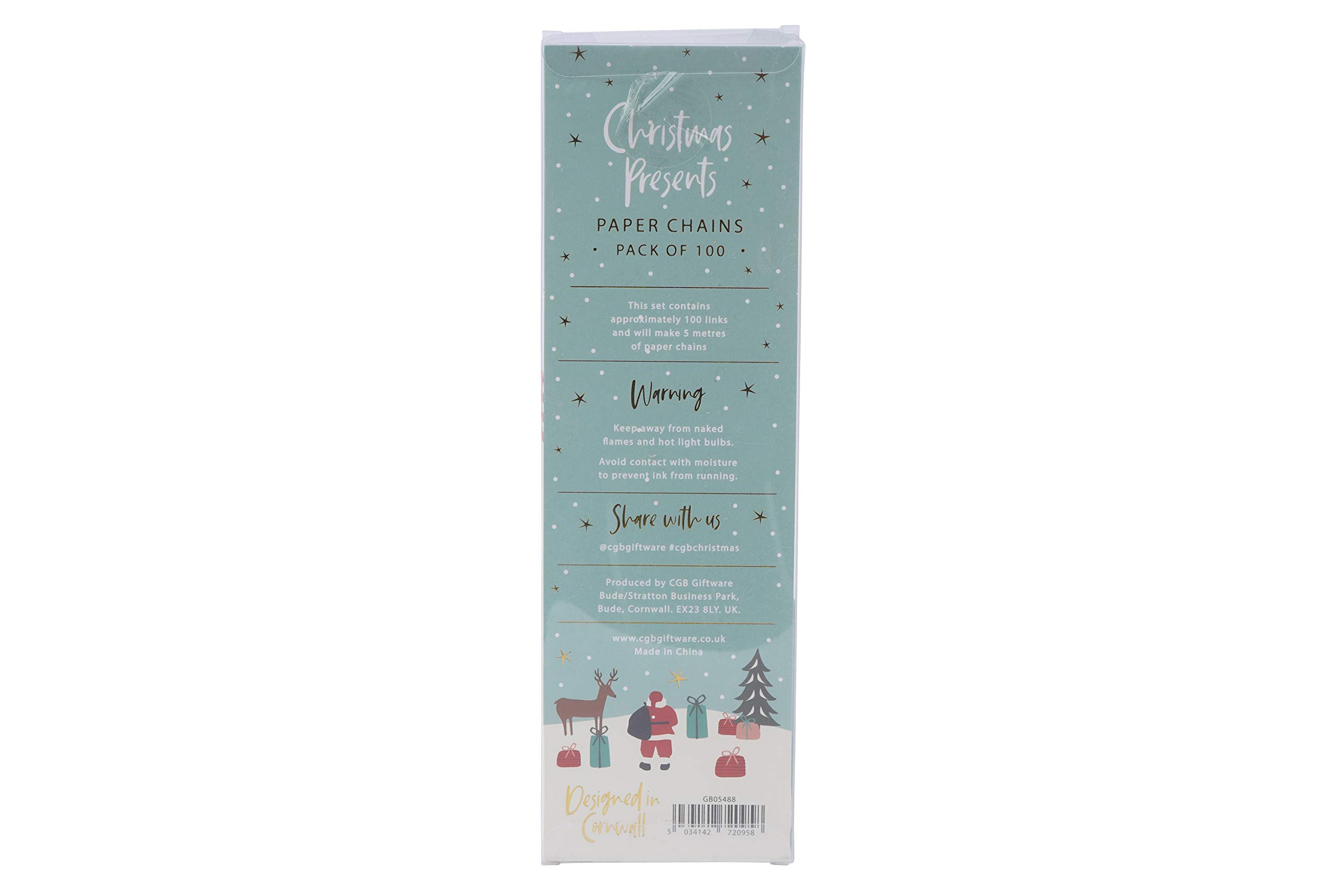 Weihnachtsdekoration GB05488 Geschenke, mit goldfarbenen Details, 5 m, selbstklebende Retro-Papierketten, Girlande, Weihnachtsdekoration, Heimaktivität, Basteln, 100 Stück