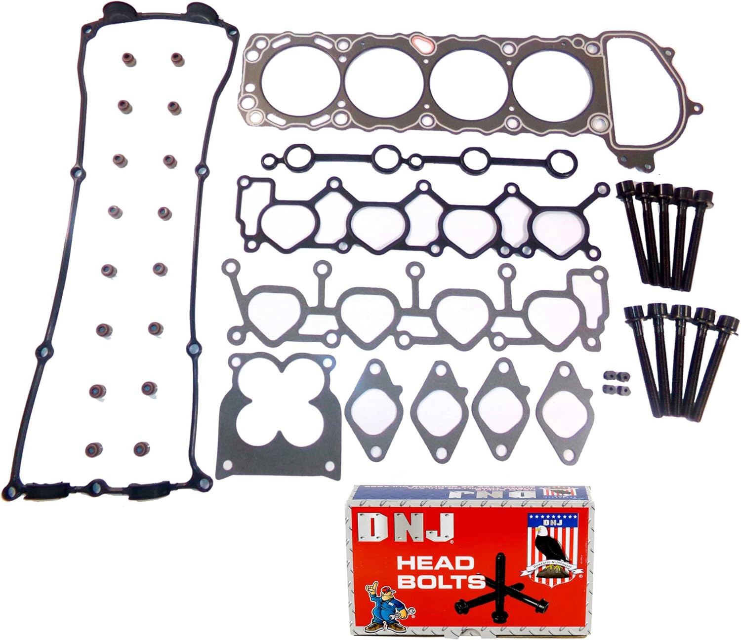 DNJ HGB626 Cylinder Head Gasket set with Head Bolt Kit For 1998-2004 Nissan Frontier 2.4L 2389cc L4 DOHC
