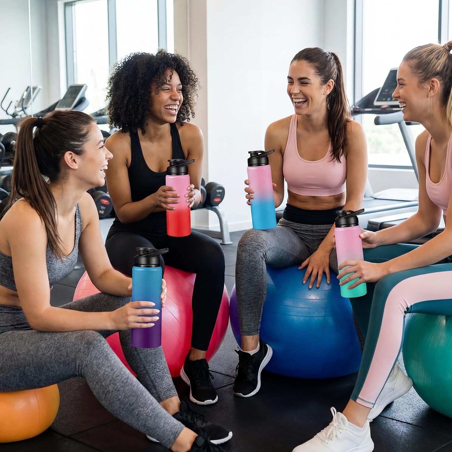 Mimorou 16 Pack Aluminum Water Bottles with Snap Lid Aluminum Reusable Sports Lightweight Leak Proof Water Bottles Bulk for Gym Hiking Cycling Sports Outdoor (Gradient Color,25 oz) - Image 5