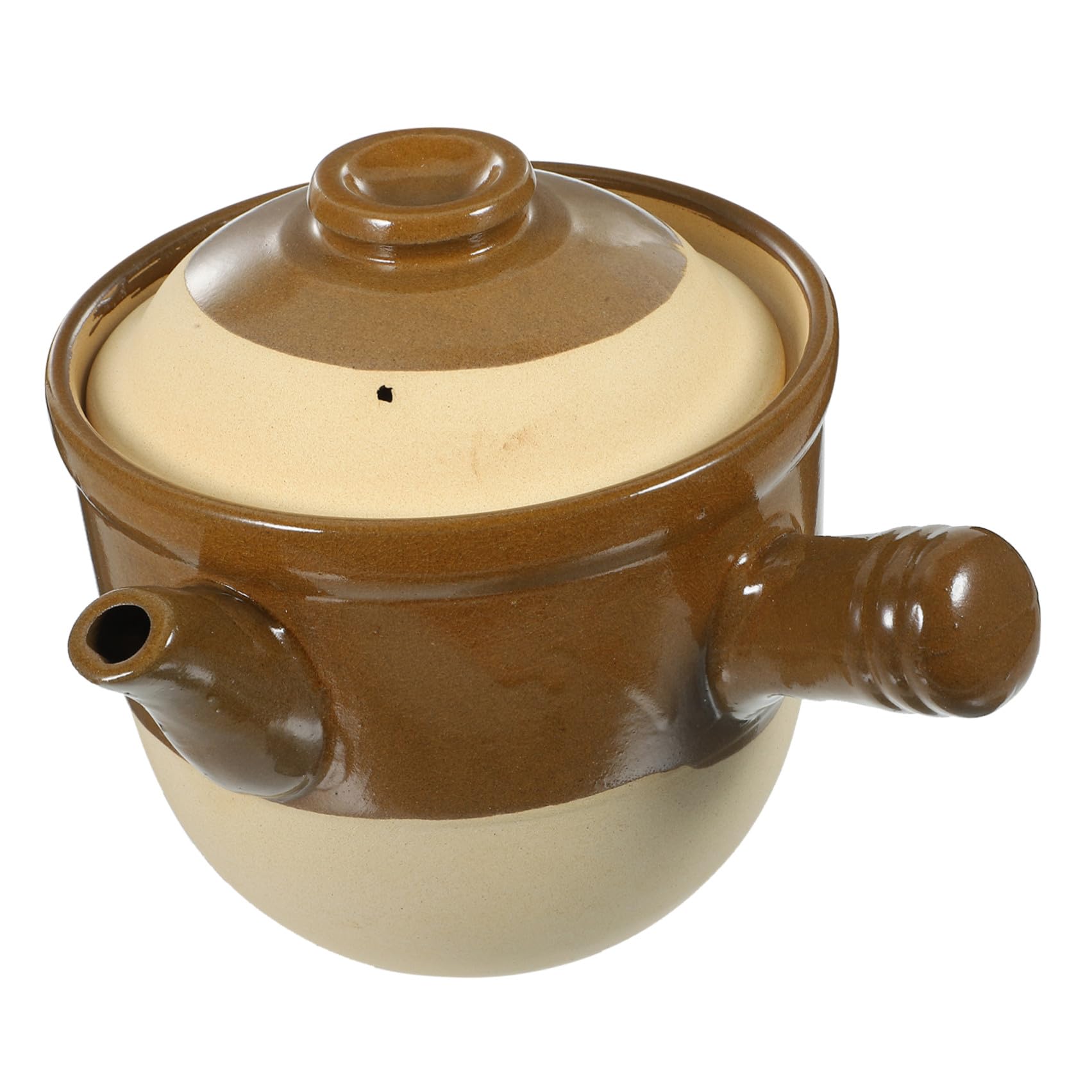 LALAFINA Traditioneller Chinesischer Auflauftopf mit Antihaftbeschichteter Oberfläche aus Ton 2l und Hitzebeständigem Griff für Suppen und Kochen Zuhause