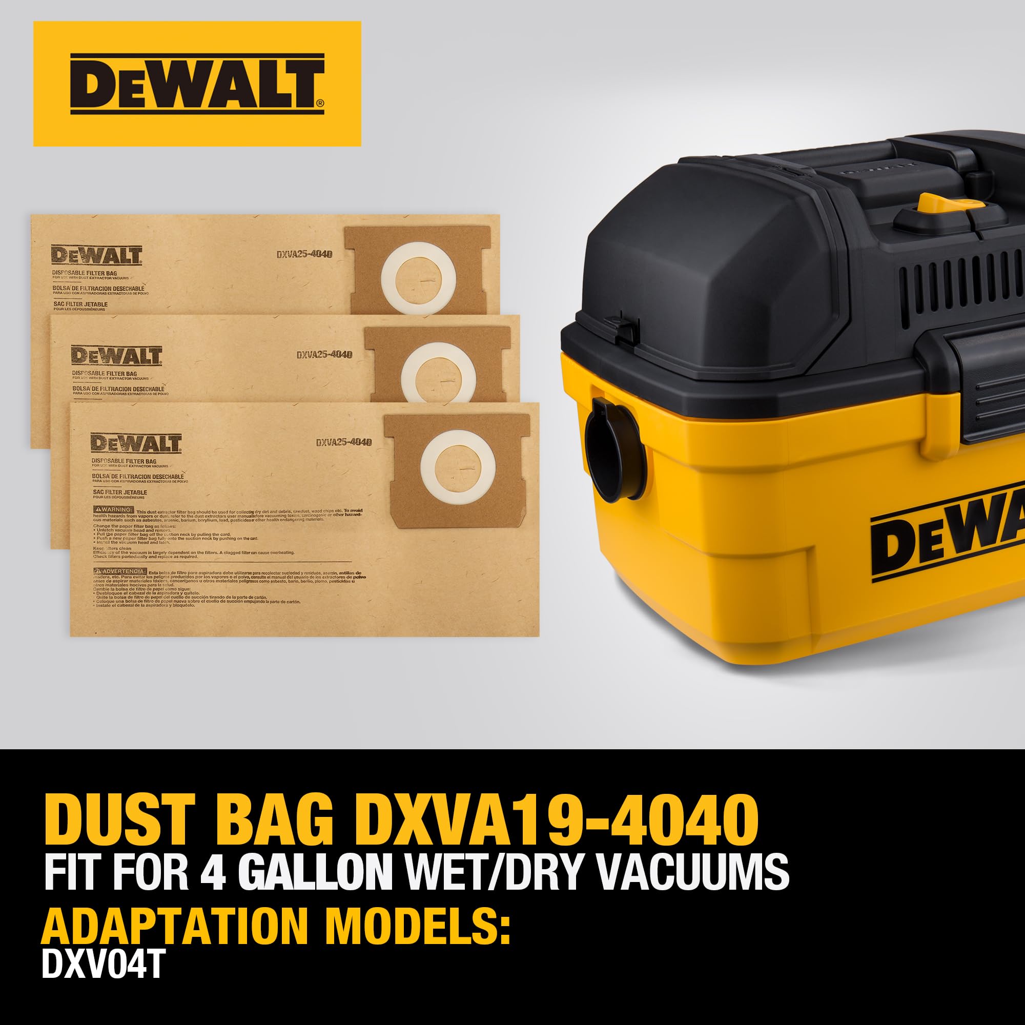 5x Staubbeutel Für DeWalt DXV04T - Ersatz Für DXVA25-4040