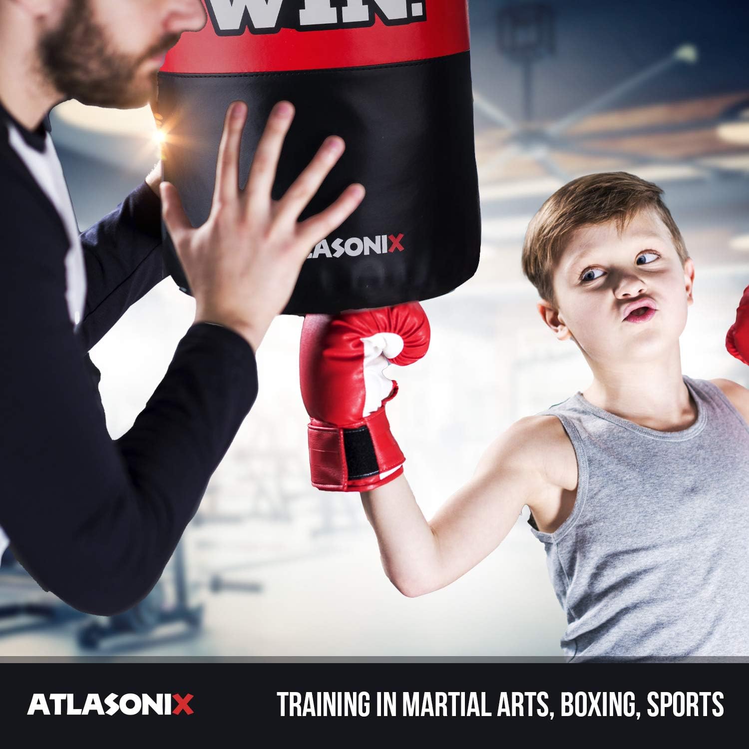 Hanging Kids Punching Bag for Ceiling / Wall 2 Ft, Unfilled | Professional Style Youth Punch Bag | Training in Martial Arts / Boxing / Karate for Boys or Girls Age 5 - 15 | Gloves Not Included