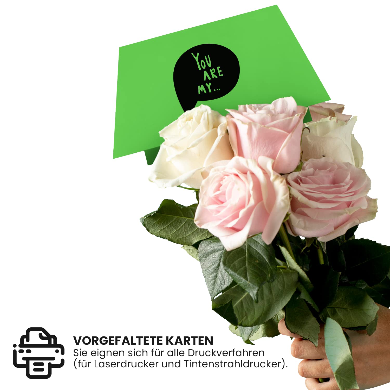 Neuser FarbenFroh Set 15 Biglietti Pieghevoli DIN B6 12x17 Cm Con Buste Adesive Verde Chiaro - Carta 220 G/m², Opaca, Per Inviti, Auguri, Compleanno, Matrimonio