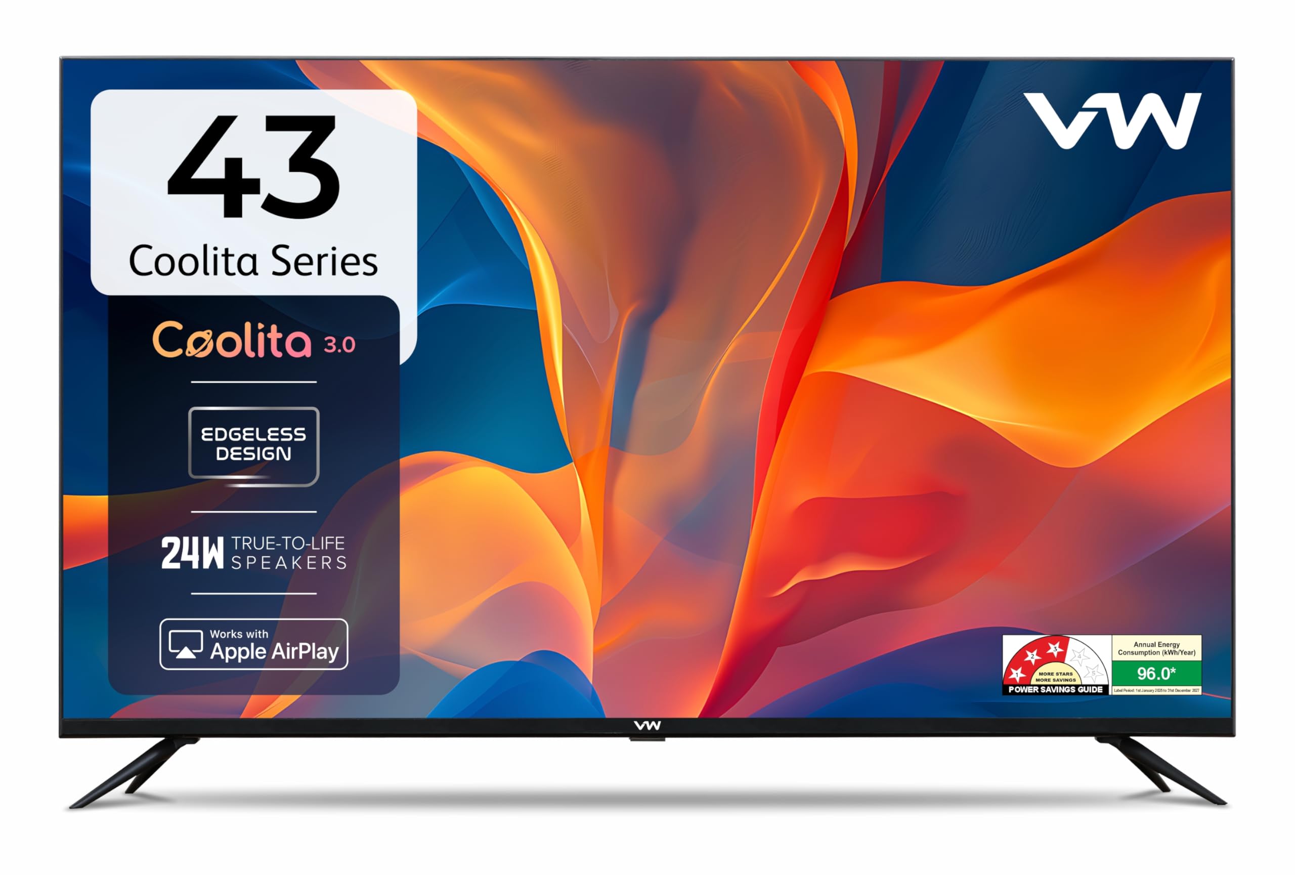 VW 109 cm (43 inches) Linux Frameless Series Full HD Smart LED TV VW43C3