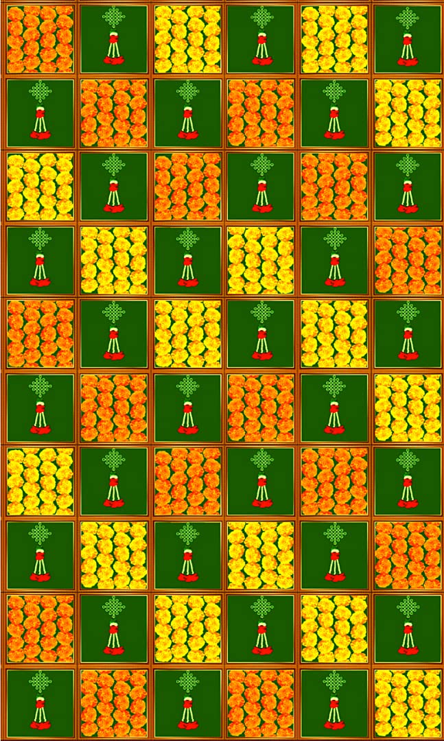Sri Yagnaa - Backdrop Cloth for Pooja Decoration - M 8 - Traditional Background Curtain Cloth for Festival (5x8 Ft) (Small Muggu with Flower Design Backdrop)-picture-30