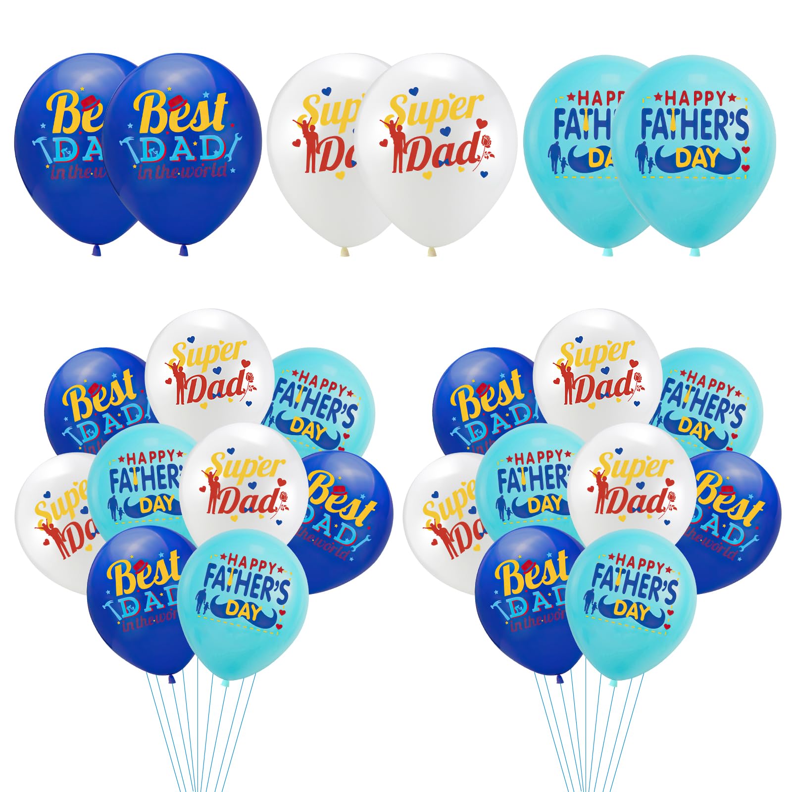 18 PCS Father's Day Balloons, 12 Inch Happy Father's Day Latex Balloons, Fathers Days Decorations, Fathers Theme Party Balloon, for Daddy Birthday Dad Days Party Decoration Supplies