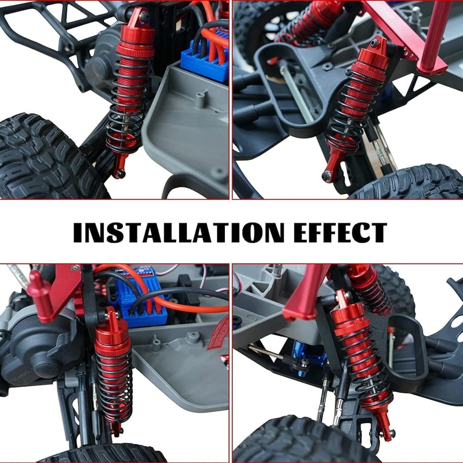 HTLNUZD Aluminum Front Rear Big Bore Shocks Absorber 4pcs Assembled Full Metal,for RC 1/10 Traxxas Slash 4x4 4WD Rustler Stampede Replacement of Parts 5862
