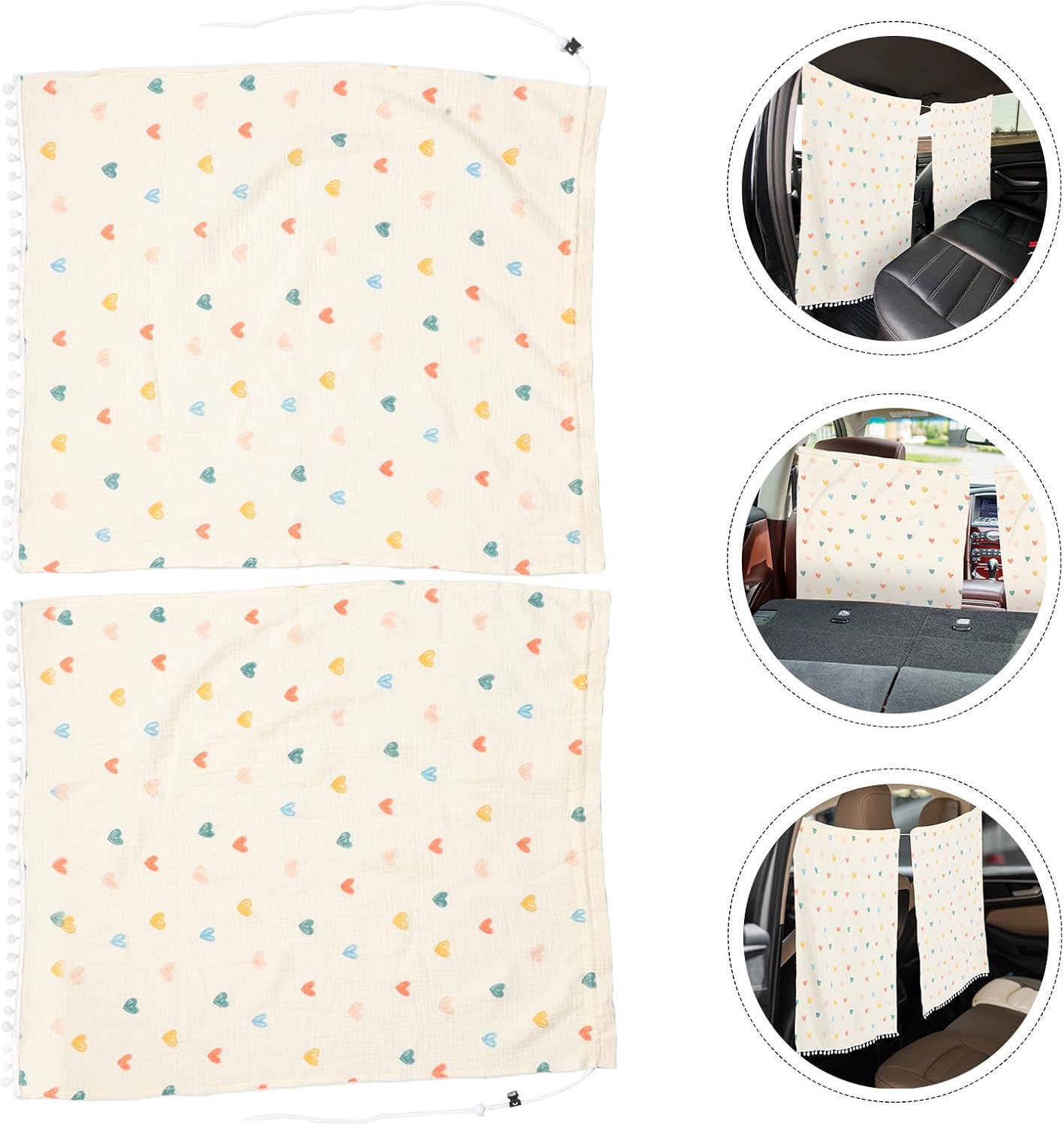 Car Window Curtains Breathable Cotton Yarn Material with Suction Cup Design for Privacy and Sun Protection Multifunctional Use and Heat Insulation, for SUV Camping and Driving
