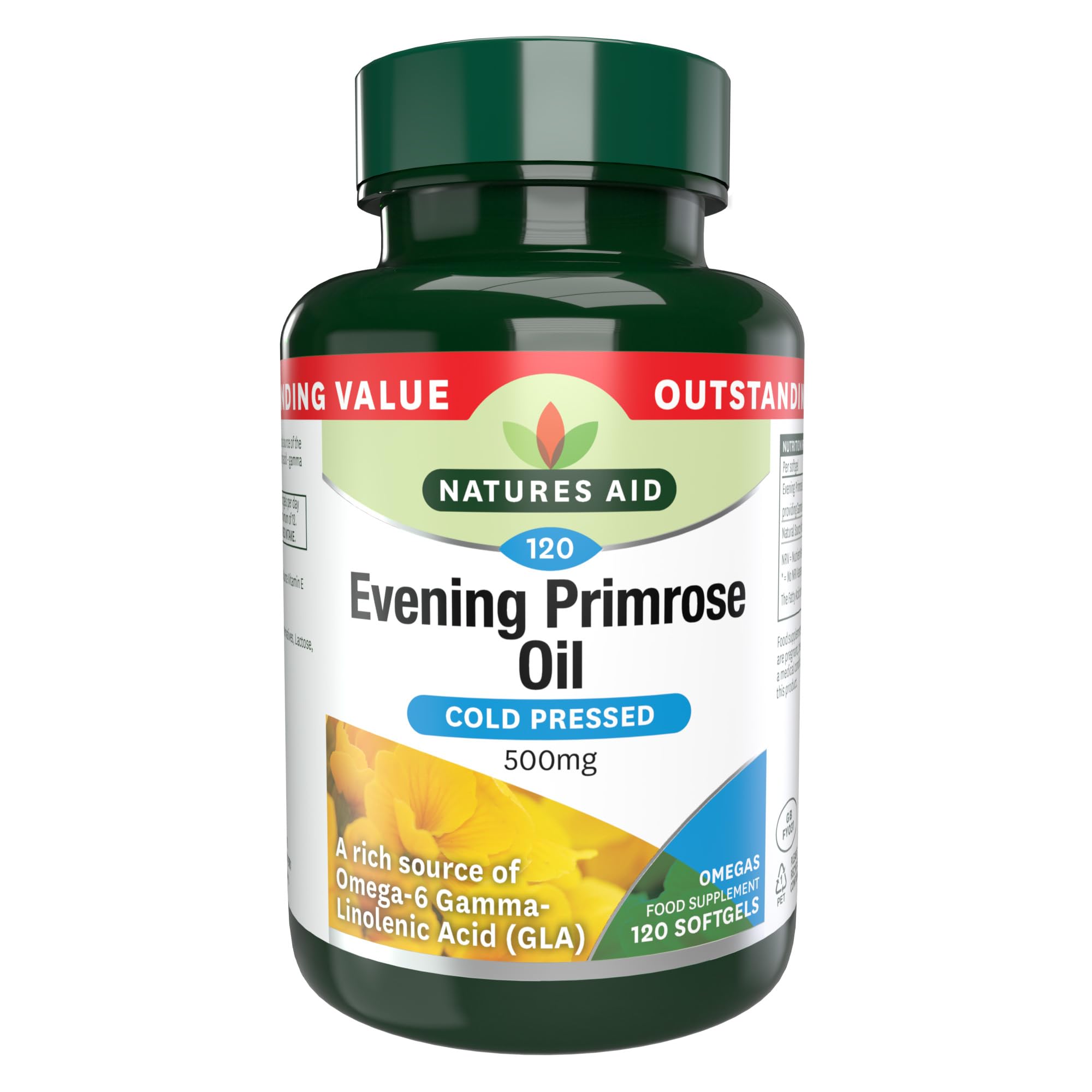 Natures Aid 500mg Evening Primrose Oil - Pack of 120 Capsules
