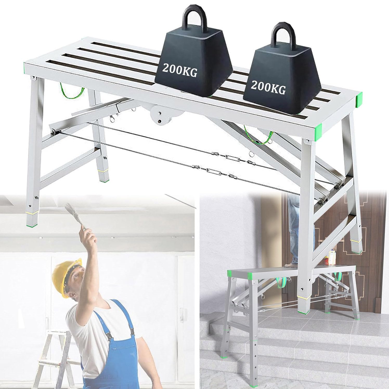 Aluminiowa platforma antypoślizgowa składana ławka robocza taboret do płyt gipsowo-kartonowych drabina wytrzymała 880 funtów oceniona na ulepszenia domowe mycie pojazdów prace konserwacyjne składane