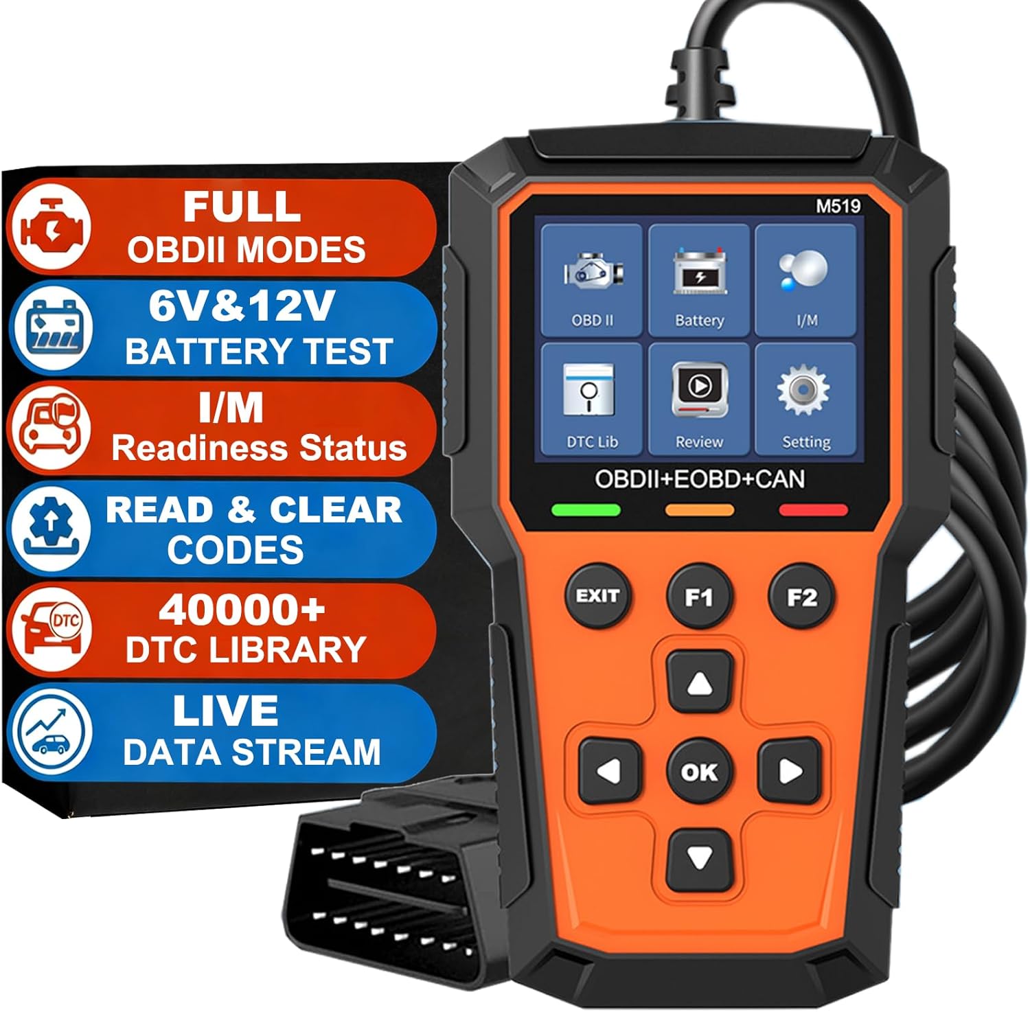 OBD2 Scanner Car Diagnostic Tool Check Engine Light Car Code Reader Clear Error Codes OBDII Scanner with Battery Test