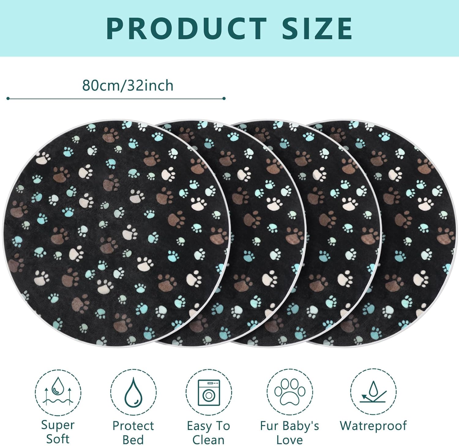 4 Pack Washable Whelping Pad Whelping Supplies Absorbent Reusable Puppy Training Pads Reusable Dog Mat for Floor Non Slip Washable Pee Mat for Dogs(Dark Gray,32 Inch)