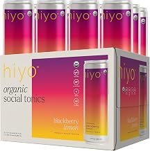 Hiyo Organic Social Tonic - Blackberry Lemon, 12 Pack - N.A. Functional Seltzer, Sparkling Water Crafted with Organic Adaptogens, Nootropics & Botanicals