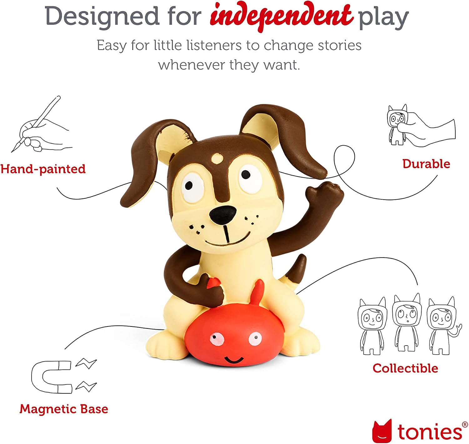 Toniebox Audio Player Starter Set with Woody, Baloo, Aladdin, Winnie-The-Pooh, and Playtime Puppy - Red [Discontinued]