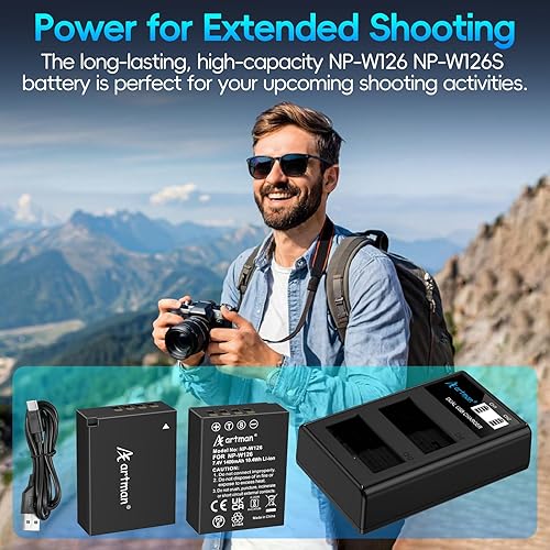 Miniatura 7 de Artman NP-W126 NP-W126S Batería y LCD Dual Cargador para X100V, X100VI, X100F, X-T100, X-T200, X-T1, X-T2, X-T3, X-T10, X-T20, X-T30 II, X-S10,